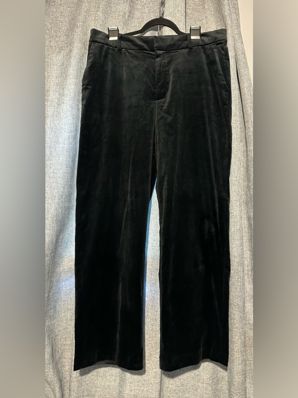 Black Velvet Straight-Leg Pants